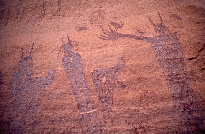 Harvest Scene panel, Barrier Canyon Style painting