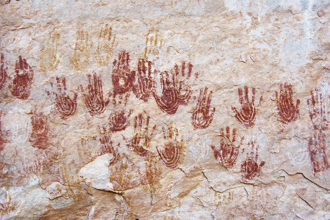 Ancestral Pueblo rock art handprints