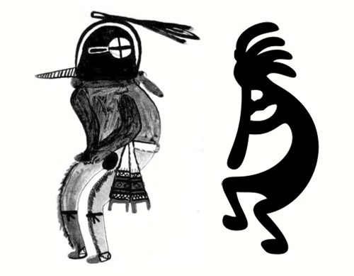 Traditional and modern images of Kokopelli